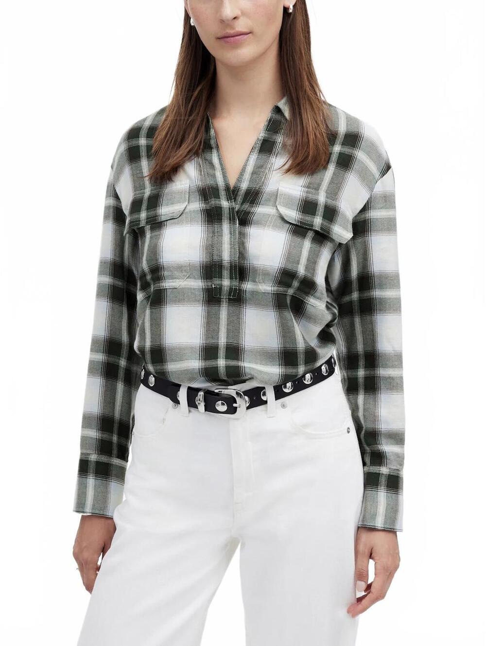 Madewell Plaid Popover Shirt NWT City Blue Flannel XS